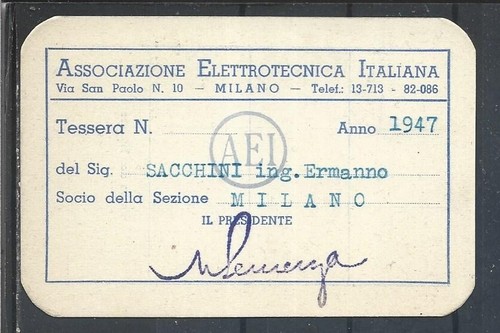 1947 milano tessera - milano,